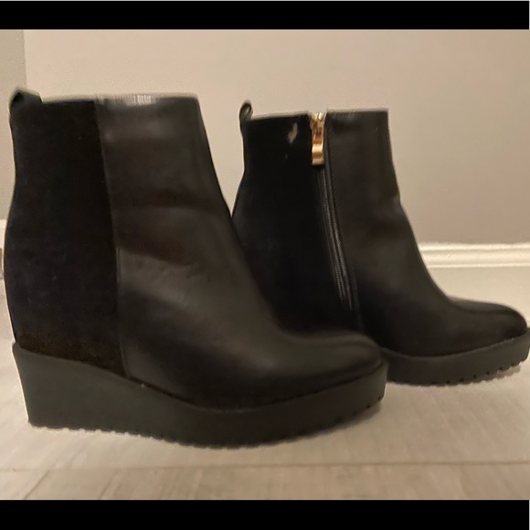 🇬🇧 black leather and suede platform ankle boots ✨ - Picture 8 of 13